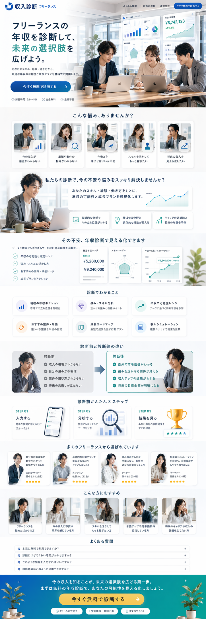 フリーランスの年収診断LP